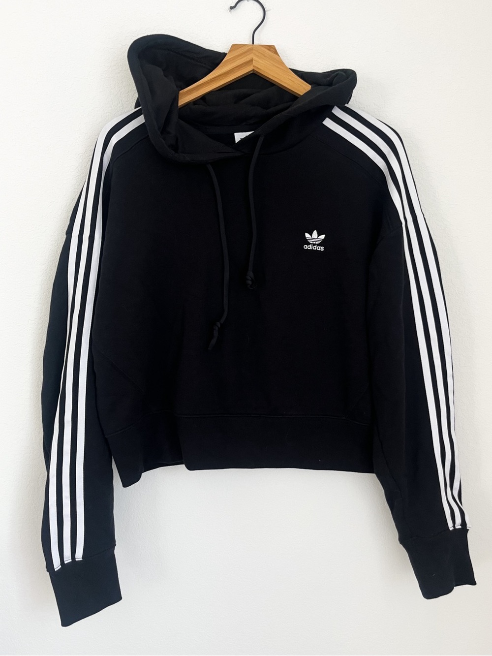 Adidas Originals Trefoil 3 Stripes Black Hoodie Sweatshirt Women’s Small
